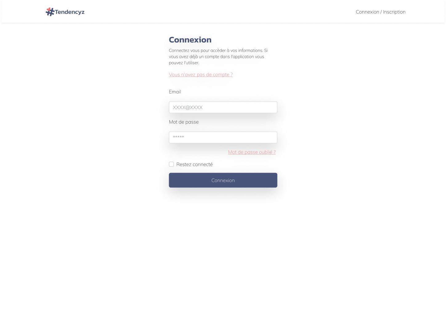 Page de connexion tendencyz